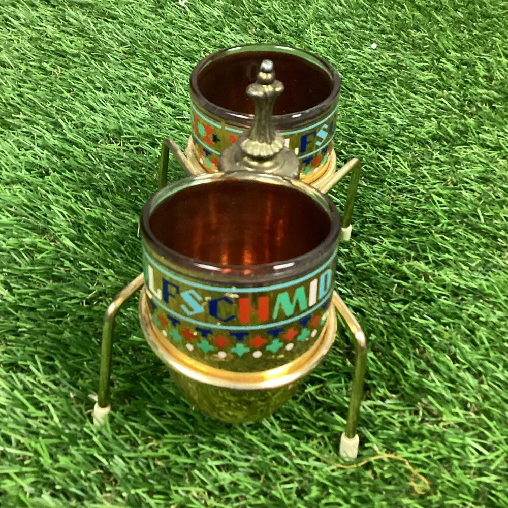 Vintage Wolfschmidt Vodka Charka Cups w/ Rack